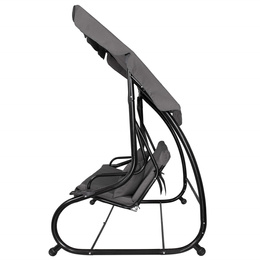 Huśtawka ogrodowa linda 4 osobowa 300 kg stalowa z regulowanym daszkiem szara