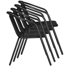 Meble ogrodowe zestaw na taras dla 4 osób: metalowe 4 krzesła i stół 140x80 cm czarny