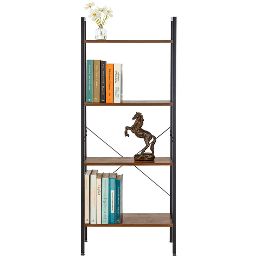 Regał biurowy metalowy 138x56x34 cm z 4 półkami loft nowoczesny drabinka na książki
