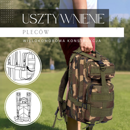 Plecak trekkingowy, turystyczny 35 l wojskowy ciemny moro