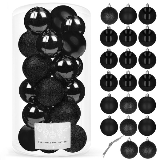 Bombki choinkowe 20 szt. ozdoby świąteczne zestaw 5 cm czarny