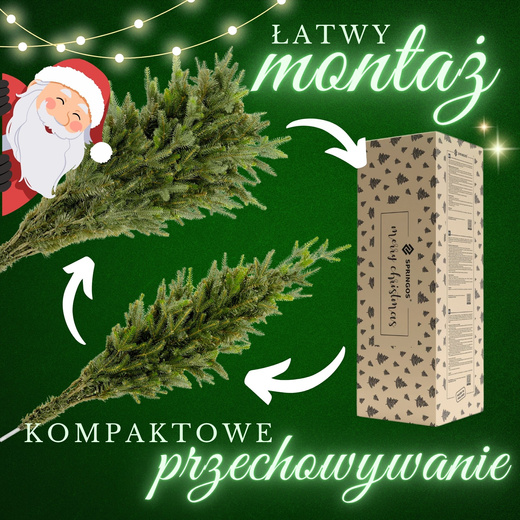 Choinka sztuczna 180 cm świerk naturalny z metalowym stojakiem