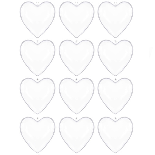 Bombki akrylowe 12cm serce plastikowe decoupage zestaw 12 szt.