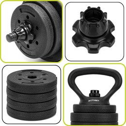 Hantle regulowane 30 kg zestaw obciążeń gryf do treningu siłowego talerze zaciski