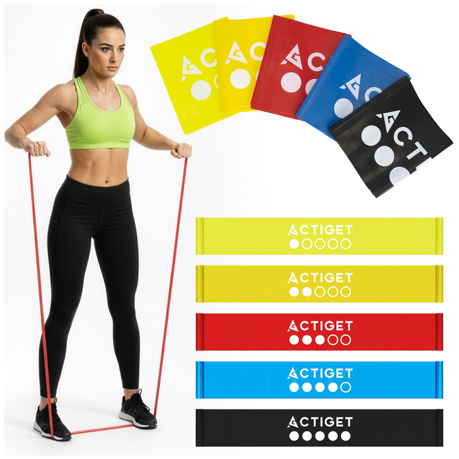 Gumy oporowe do ćwiczeń zestaw 5 szt. taśmy fitness do rehabilitacji opór 1-15 kg