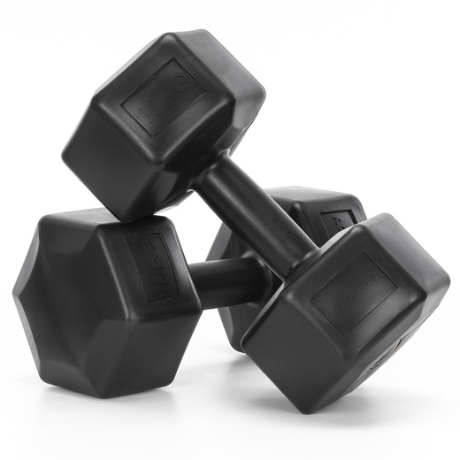 Ciężarki 2x10 kg hexagonalne do ćwiczeń fitness hantle zestaw 2 szt. czarne