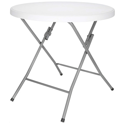 Stół składany cateringowy 75x80 cm okrągły stolik bankietowy koktajlowy biały
