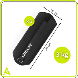 Obciążenia na ręce i nogi 2x3 kg do treningu fitness i cardio, czarne