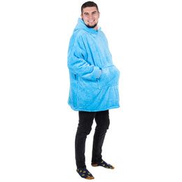 Kocobluza damska męska oversize koc bluza 2w1 z kapturem XXL ciepła morski niebieski