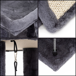 Drapak dla kota, dwa poziomy, legowisko z drabinką i sizalem do drapania, grafitowy