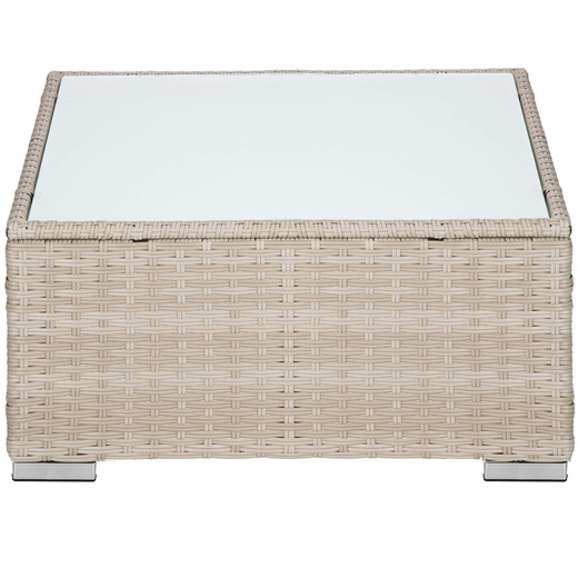 Meble ogrodowe zestaw modułowy technorattan stolik kawowy i 6 modułów beżowy