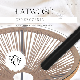 Zestaw mebli rattanowych 2 fotele ażurowe, okrągły stolik ze szklanym blatem, sofa beżowe
