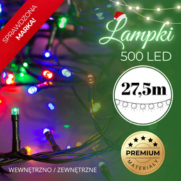 Lampki choinkowe 500 led multikolor + niebieski flash 27,5 m oświetlenie świąteczne IP44