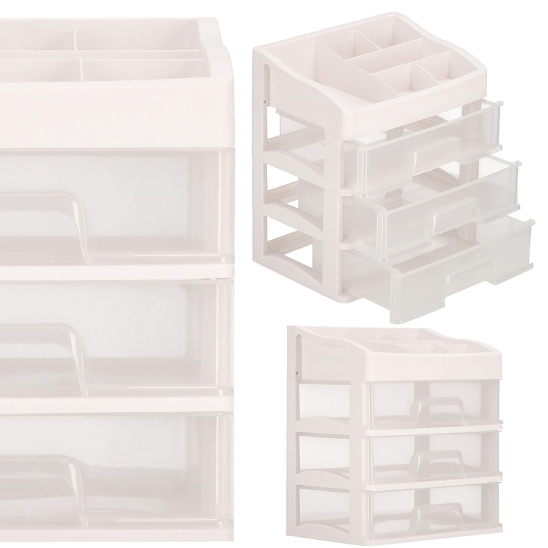 Organizer na kosmetyki 31x26,5x19,5 cm mleczny pojemnik na biżuterię z przegródkami