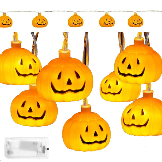 Lampki na Halloween dynie girlanda łańcuch świetlny na baterie 10 LED