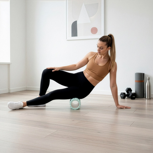 Wałek do masażu, średnio twardy, roller z wypustkami, miętowy