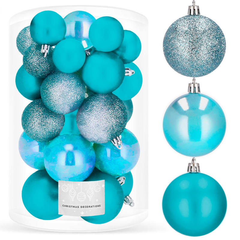 Bombki choinkowe 30 szt. ozdoby świąteczne jasny niebieski