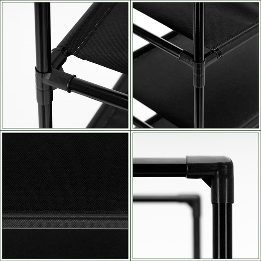 Regał na buty 3 poziomy szafka metalowa z półkami na obuwie 70x72x28 cm czarna