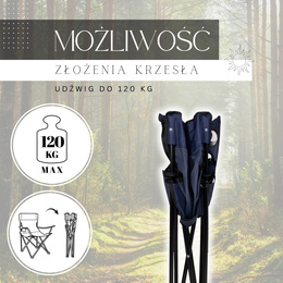 Krzesło turystyczne składane wędkarskie granatowe