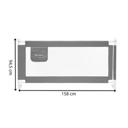 Barierka ochronna do łóżka 160 cm zabezpieczająca uniwersalna dla dzieci składana szara