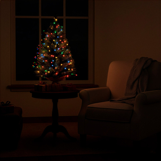 Choinka sztuczna 90 cm z oświetleniem lampki choinkowe 50 LED multikolor, na stolik, biurko