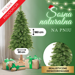 Choinka na pniu 180 cm sztuczna sosna naturalna