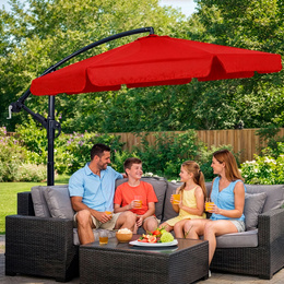 Parasol ogrodowy na wysięgniku 350 cm składany z pokrowcem, na balkon, taras czerwony