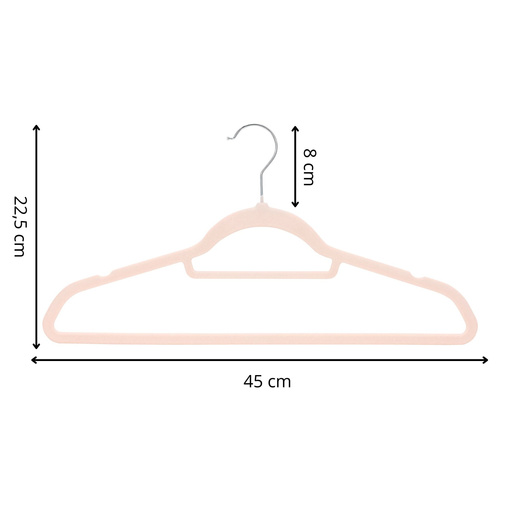 Wieszaki na ubrania 20 szt. welurowe odzieżowe do szafy pudrowy róż