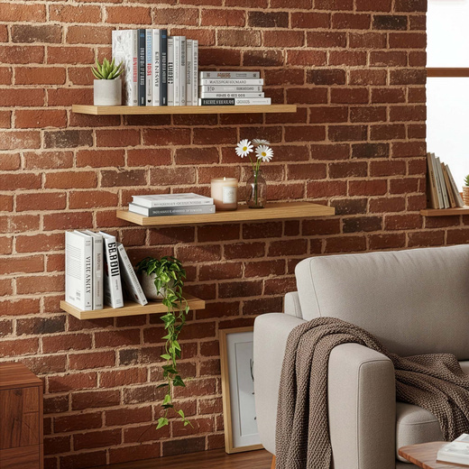 Półki ścienne 3 szt. na przyprawy, książki półki wiszące nowoczesne brązowe