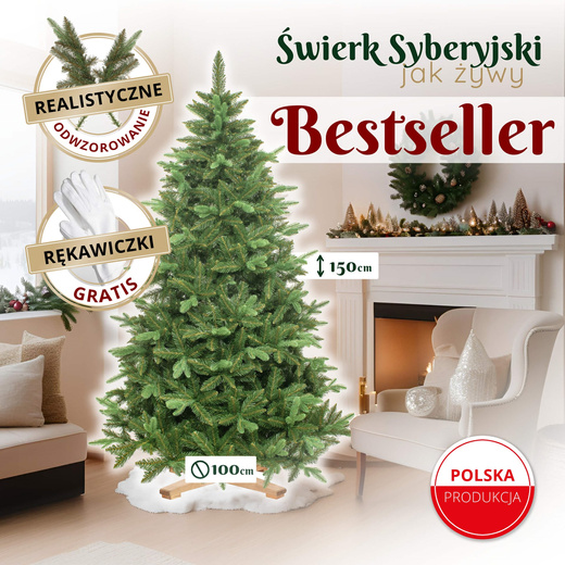 Choinka sztuczna 150 cm Premium Royal Trees świerk syberyjski z drewnianym stojakiem