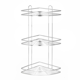 Półka łazienkowa narożna pod prysznic 3 poziomy, wisząca, srebrna