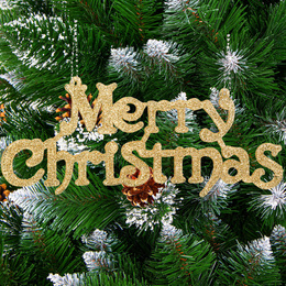 Zawieszka na choinkę napis Merry Christmas 2 szt. ozdoba świąteczna 24 cm złoty brokat