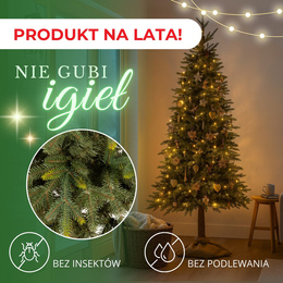 Choinka sztuczna na pniu 220 cm świerk naturalny ze stojakiem nowoczesny