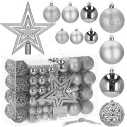 Bombki choinkowe srebrne zestaw 100 szt. dekoracje świąteczne ozdoby
