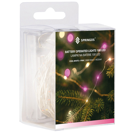 Lampki choinkowe 100 LED druciki mikro na baterie