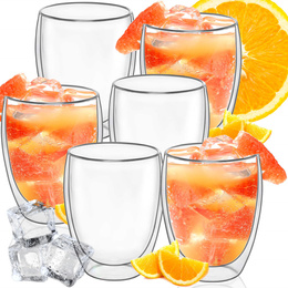 Szklanki termiczne 6 szt. na kawę herbatę 350ml z podwójnym dnem