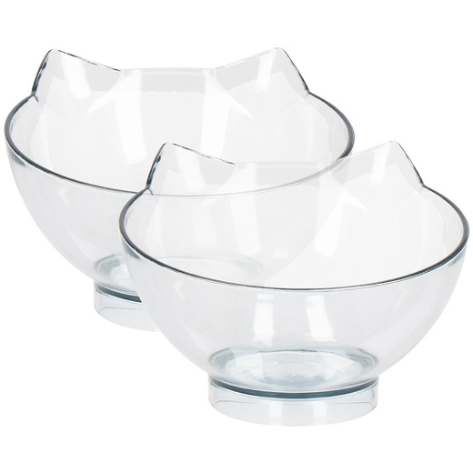 Podwójna miska dla psa i kota z podstawką antypoślizgowa przeźroczyste