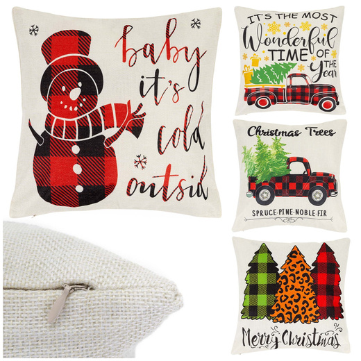Poszewki świąteczne 40x40cm 4 szt. zestaw ozdobny na poduszki jaśki różne wzory