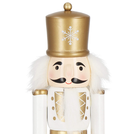 Dziadek do orzechów 30 cm z mieczem drewniany żołnierzyk złoty, figurka świąteczna