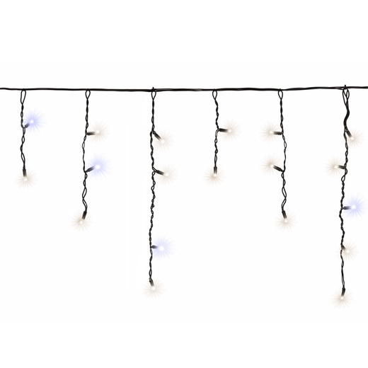 Kurtyna świetlna 50 Led lampki zewnętrzne sople 2,5 m zimny biały + zimny biały flash