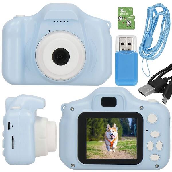 Aparat dla dzieci cyfrowa kamera full HD z kartą 8GB niebieski