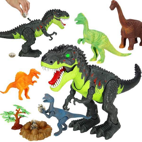 Figurki dinozaurów zestaw dinozaur T-rex świeci znosi jaja