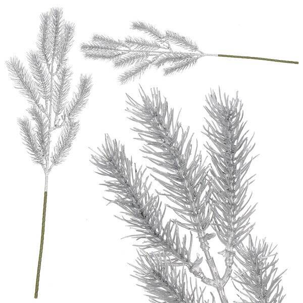 Gałązka świąteczna liść sztuczna dekoracja do stroika srebrna 47 cm