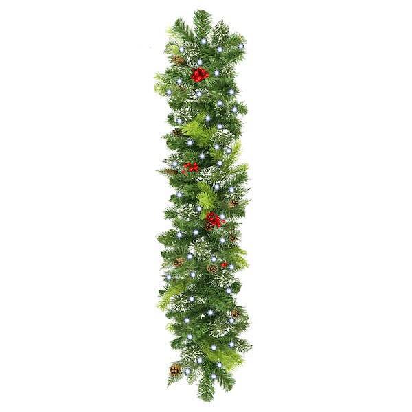 Girlanda świąteczna 100 cm z lampkami 100 LED biały zimny łańcuch choinkowy, zielony