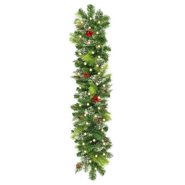 Girlanda świąteczna 100cm z lampkami 50 LED biały ciepły, łańcuch choinkowy, zielony