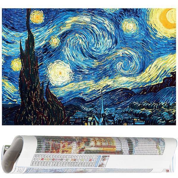 Haft diamentowy Gwiaździsta noc mozaika diamentowa Van Gogh 40x30 cm