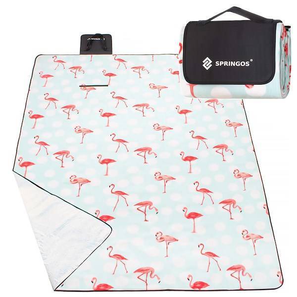 Koc plażowy 130x170 cm piknikowy flamingi mata