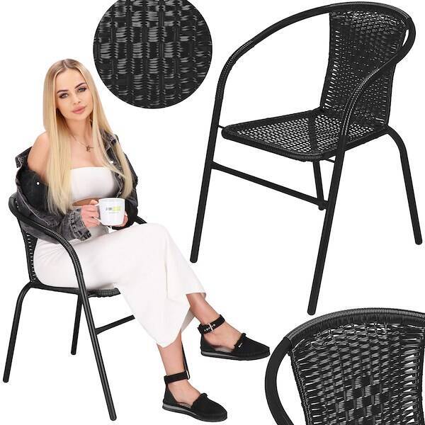 Krzesła ogrodowe 2 szt. na taras metalowe czarne zestaw