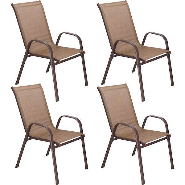 Krzesła ogrodowe, metalowe na balkon, zestaw 4 krzeseł na taras brązowe