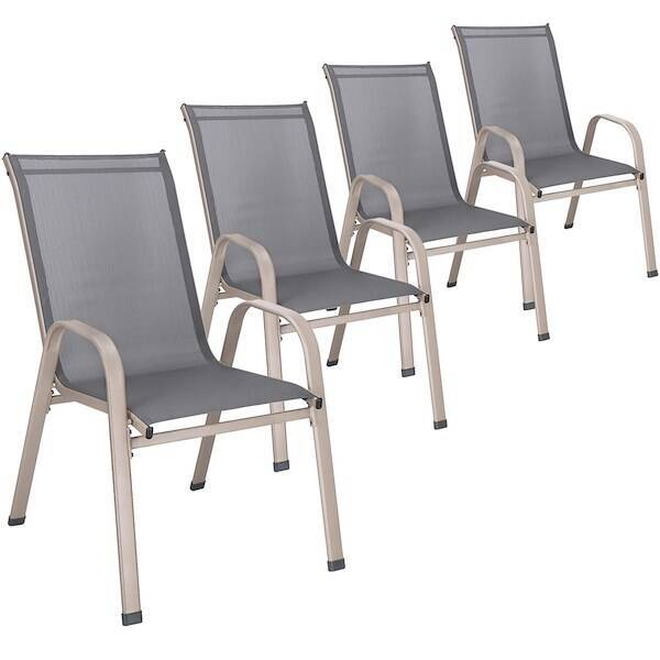 Krzesła ogrodowe, metalowe na balkon, zestaw 4 krzeseł na taras składane szare